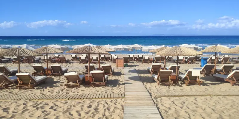 Sunny day at Banana Beach on the island of Zakynthos