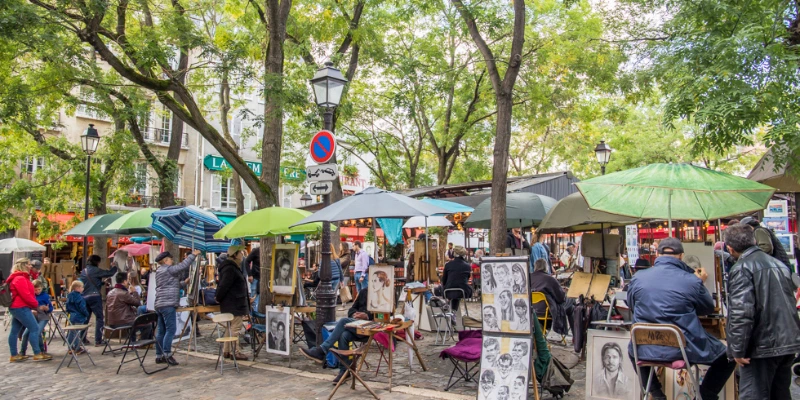 the Place du Tertre in the Montmartre district of Paris