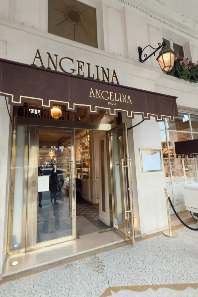 the entrance to Angelina Paris